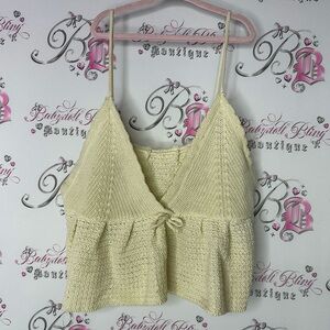 Salant tank top crochet knitted crop cream white knit cami camisole boho cute